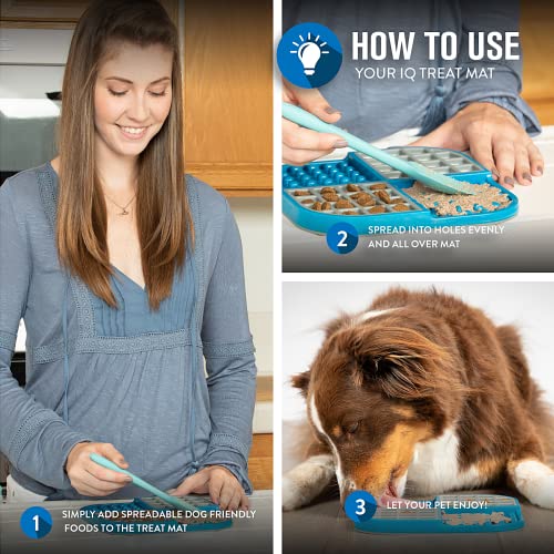 Hyper Pet IQ Treat Lick Mat for Dogs & Cats | Dog & Cat Slow Feeder & Enrichment Toy | Made in USA - color: Blue/Grey, size: Medium