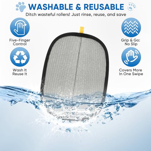Upgraded Pet Hair Removal Glove, Electrostatic Five-Finger Reusable Pet Hair Remover for Couch, Car Seats, Clothing & Furniture, Dog Cat Fur Grooming Mitt for Laundry & Carpet