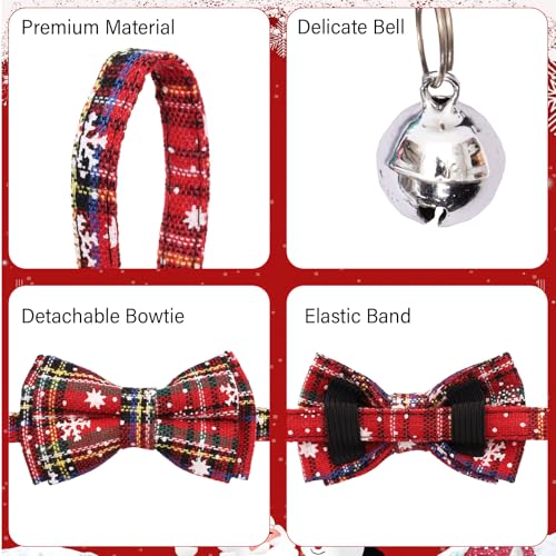 10 Pcs Christmas Cat Collar Breakaway with Bow Tie and Bell Kitten Collars Removable Bowtie Plaid Cat Collar for Cats Kittens Puppy Christmas Supplies - color: colorful