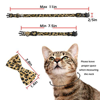 Bowtie Cat Collars Breakaway with Bell, Adjustable Cute Kitty Collars Safety Buckle Kitten Collar for Cat Puppy 7.5-11in (16) - color: 16