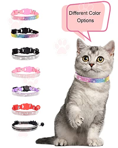 Solmoony Breakaway Cat Collars with Bell,Adjustable Safe Kitten Collar,Cat Collars for Girl Cats with Rhinestone Soft Velvet (Purple1) - color: Purple1