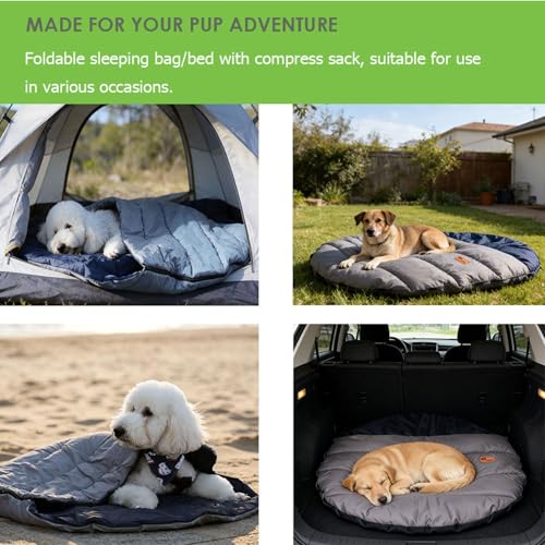 Portable Camping Travel Dog Bed, Waterproof Extra Large Camping Dog Bed/Mat, Rollable Portable Pet Dog Sleeping Bag - size: Medium