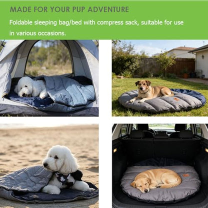 Soft Warm Dog Sleeping Bag, Large Portable Waterproof Camping Pet Bed, Packable Dog Bed for Camping, Hiking, Indoor Use - size: Large