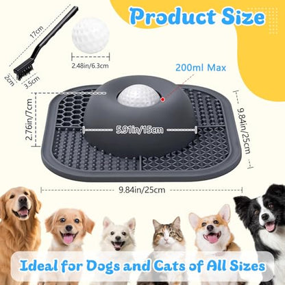 Slow Feeder Dog Bowls & Lick Mat for Liquid and Thick Treat, Anti-Slip Dog Lick Bowl with Interactive Rolling Ball, 5/6 Cup Pup Licking Toy for Large Medium Small Dogs and Cats Gray - color: Gray