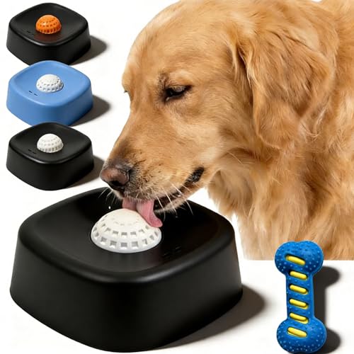 2026 Upgraded Slow Feed Liquid Dog Bowls, Anti-Slip Dog Lick Bowl with Roller Ball, Interactive Liquid Treat Dog Bowls, Bone Broth Dog Lick Bowls for Dogs and Cats (Black-A) - color: Black-A