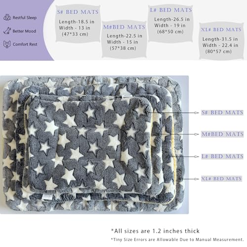 2 Pcs Pet Bed Mats. Ultra Soft Pet (Dog/Cat) Bed with Cute Prints. Reversible Faux Lambswool Kennel Pad for Medium Small Dogs and Cats. Machine Washable Pet Bed. - size: 26.5"L x 19.0"W x 1.2"Th