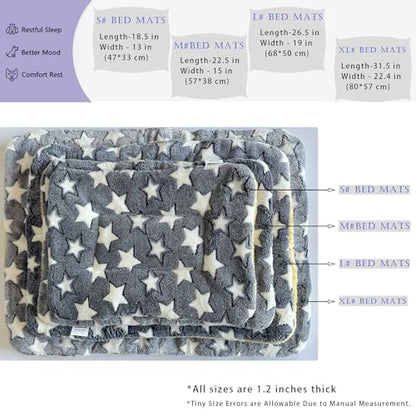 2 Pcs Pet Bed Mats. Ultra Soft Pet (Dog/Cat) Bed with Cute Prints. Reversible Faux Lambswool Kennel Pad for Medium Small Dogs and Cats. Machine Washable Pet Bed. - size: 22.5"L x 15.0"W x 1.2"Th