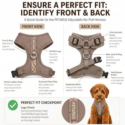 Premium No-Pull Dog Harness Soft Neoprene & Breathable Mesh Vest with Front & Back Clip D-Rings Adjustable Lightweight Walking Harness for Puppies, Small & Medium Dogs (Brown Taupe Snake, M) - color: Brown Taupe Snake, size: M: Neck=15.4-20.1''/Chest=18.1
