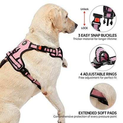 No Pull Dog Harness,Adjustable Oxford Dog Vest Harness with Leash,Reflective No-Choke Pet Harness with Easy Control Soft Handle for Small Dogs(Small,Pink)