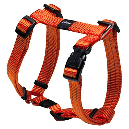 Reflective Adjustable Dog H Harness for Small to Medium Dogs; matching collar and leash available, Orange - color: Orange