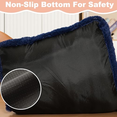 Bedfolks Waterproof Dog Crate Pad, Plush Dog Kennel Bed with Removable Cover, Faux Fur, Washable, 21"x13", Dark Blue - color: Solid Dark Blue, size: X-Small(21x13'')