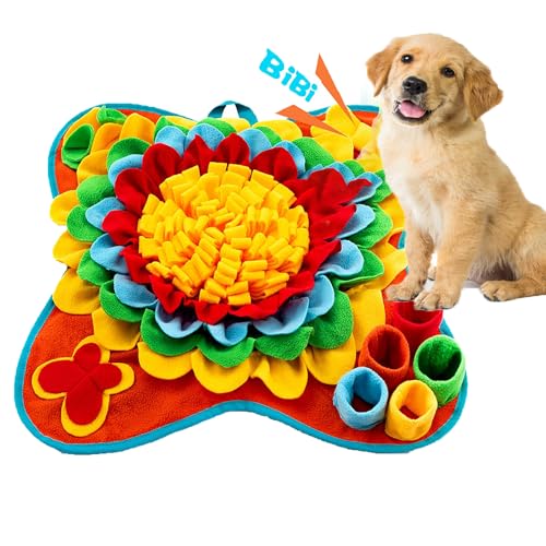Snuffle Mat for Dogs Pet Treats Feeding for Small Medium Breed Dogs Non-Slip Interactive Dog Puzzle Toys Encourages Natural Foraging Skills - color: Colorful Red Sunflower 20 "x 20"