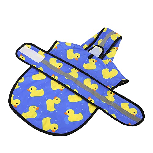 HDE Dog Raincoat Jacket Reflective Adjustable Hooded Pet Poncho Rain Coat with Leash Hole for Small to X-Large Dogs Rubber Ducks - S - color: A. Ducks, size: Small