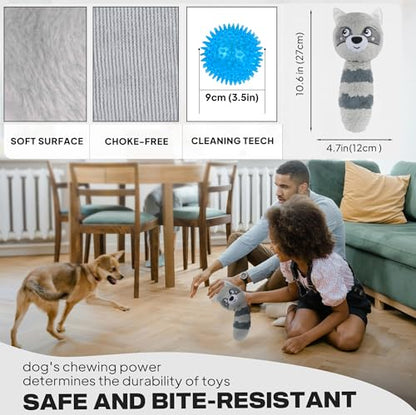 Fida Squeaky Dog Toys for Aggressive Chewers 3 in 1, Dog Chew Toys with 3 Layers,Interactive Dog Toys for Large Dogs Balls to Keep Them Busy for Small Medium Dogs(Raccoon) - color: Grey Raccoon