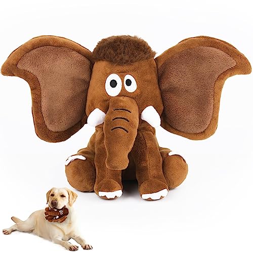Letsmeet Interactive Plush Dog Squeaky Toys Fun Puppy Toy with Crinkle Paper for Interactive Chew and Play Beat Boredom with This Dog Puzzle Toy for Small Medium Large Dogs - style: Mammoth