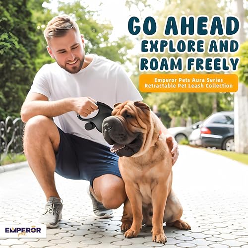 26 ft Retractable Dog Leash Black - Heavy Duty Retractable Pet Leash with Anti-Slip Grip for Medium to Large Dogs up to 110 lbs -Aura BB26 - color: Black, size: 26 ft