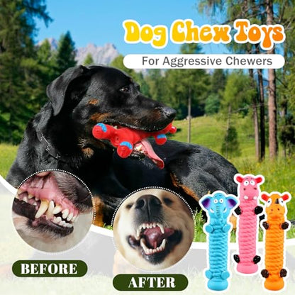 Hiboom 6 Pcs 8" Latex Squeaky Dog Toys Soft Rubber Dog Chew Toy Animal Standing Stick Puppy Fetch Interactive Play Gift for Pets Small Medium Large Dogs