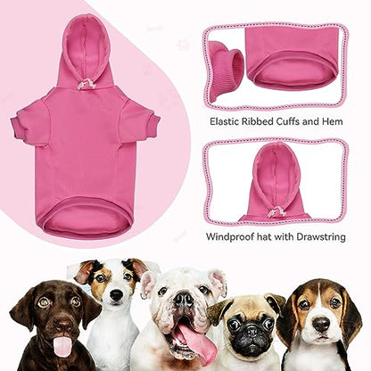 Dog Hoodie Dog Sweaters for Small Dogs Pet Sweater Solid Soft Brushed Fleece Pet Clothes Hoodie Sweatshirt with Pocket(Pink-XS) - color: Pink, size: X-Small