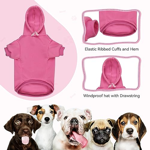 Dog Sweaters for Medium Dogs Dog Hoodie Dog Sweater Solid Soft Brushed Fleece Dog Clothes Dog Hoodie Sweatshirt with Pocket(Pink-M) - color: Pink, size: Medium