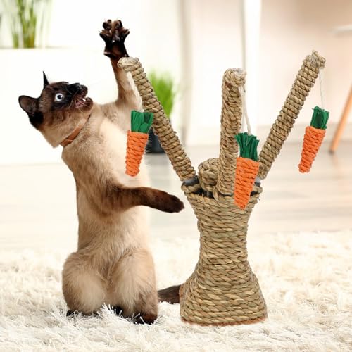 Natural Rattan Carrot Chew Toy for Rabbits Durable Bunny Toys for Indoor Bunnies Safe Chewing and Climbing Enrichment - color: Carrot Tree