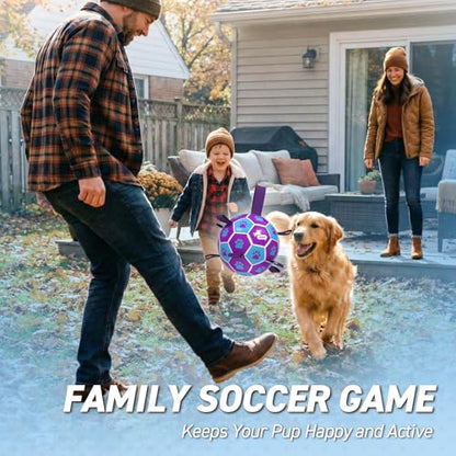 QDAN Dog Ropes Toys Soccer Ball with Straps, Puppy Birthday Gifts, Tug of Toy, Water Toy, Durable Balls for Dogs, Medium Small Breed, 6 Inch - color: Purple-Blue, size: Medium Size 2 (6")