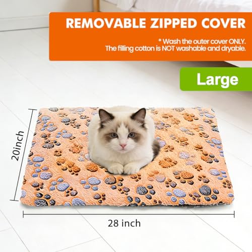 Self Warming Cat Bed, 28×20 inch Self Heating Cat Dog Mat, Non-Electric Warm Thermal Pet Pad for Indoor Outdoor Pets, Non-Slip Bottom, Washable (Coffee) - size: Large