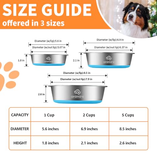 2-in-1 Metal Dog Bowl with Slow Feeder Insert, Stainless Steel Dog Bowls Food Grade 304, Water Food Bowl with Anti-Slip Silicone Base for Small, Medium, Large Dogs - color: Light blue, size: 1 Cup