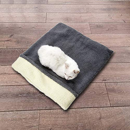 Cat Bed Cave Sleeping Bag, Pet Mat Self Warming Pad Sack for Cats and Small Dog - color: grey