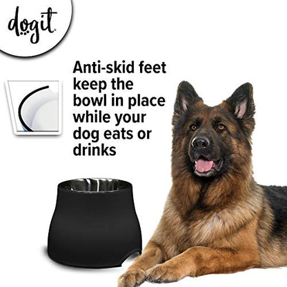 Dogit Elevated Dog Bowl, Stainless Steel Dog Food and Water Bowl for Large Dogs, Black, 73752 - color: Black, size: Large