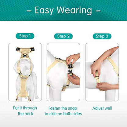 PoyPet Reflective Soft Breathable Mesh Dog Harness Choke-Free Double Padded Vest with Adjustable Neck and Chest(Khaki,XS) - color: Khaki, size: XS