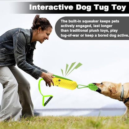 ETIAL Interactive Dog Tug Toy,Indestructible Dog Toys for Aggressive Chewers,Tough Squeaky Dog Rope Toys for Training,Tug of War Dog Toy Balls for Medium & Large Dogs (Corn) - style: Corn