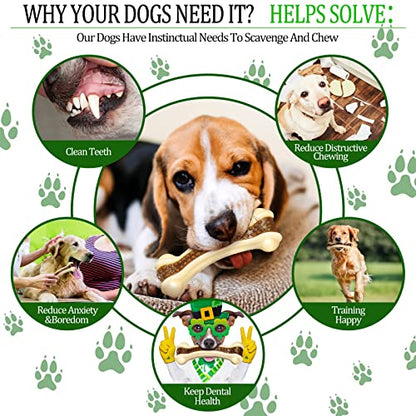 Sosation Bones Shaped Dog Toys for Aggressive Chewers, 2 Pack Christmas Dog Chew Toys Puppy Teething Nylon Beef Flavor for Large/Medium/Small Puppies Breeds(Curved Bone,Large, Medium) - size: Large, Medium, style: Curved Bone