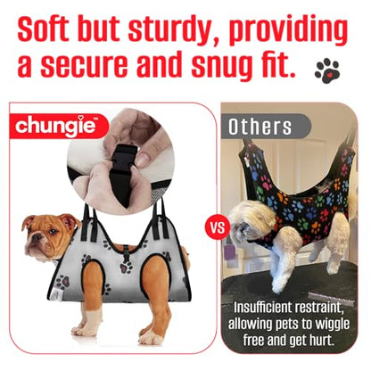 Dog Grooming Hammock for Dogs – Dog Restraint for Nail Trimming with Pet Nail Clipper – Dog Sling for Grooming, Dog Hammock for Nail Cutting & Grooming Harness (Legs Spacing:11-14”)/Max W:45lb) - size: M(Leg Spacing: 11-14") / 45 Pound)