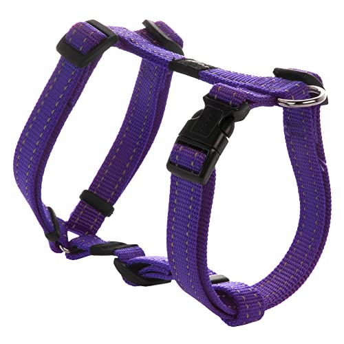 Reflective Adjustable Dog H Harness for Small to Medium Dogs; matching collar and leash available, Purple - color: Purple
