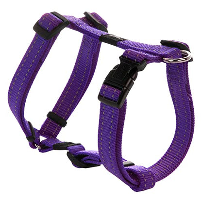 Reflective Adjustable Dog H Harness for Small to Medium Dogs; matching collar and leash available, Purple - color: Purple