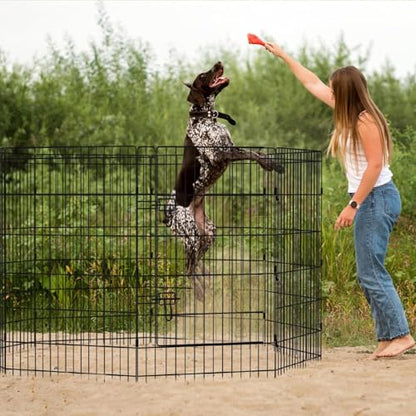 Pet Playpen Dog Pen Foldable Dog Exercise Fence 8 Panels 36 Inch Kennels Pet Playpen Options Ideal for Pet Medium Animals Outdoor Indoor (Playpen with Top Cover) - style: 24'' x 36'' with Top cover