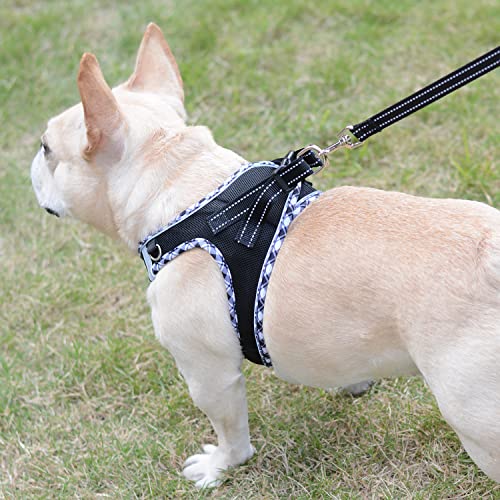 Mercano Soft Mesh Dog Harness and Leash Set, Step-in Reflective Breathable Lightweight Vest Harnesses with Safety Buckle for Small Dogs, Cats (Black White, S) - color: Black White, size: S (Chest: 13.2"-15.2")