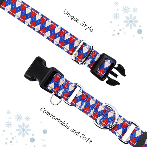 Reflective Martingale Dog Collar with Buckle Soft Nylon Geometric Patterns Pet Collars for Extra Small Dogs (Argyle, XS) - color: Argyle, size: Xsmall