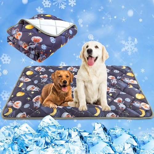 Paw Legend Dog Cooling Mat for Dogs Cat Cooling Pad for Dog Pet Cooling Mat Cooling Blanket Summer Cool Tech Fabric Washable Dog Sleeping Pad on Kennel Sofa Bed Floor Car Seats, Large - color: Cartoon, size: Large(40x55")