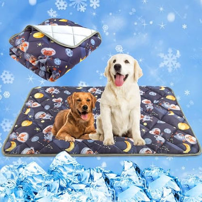 Paw Legend Cool Dog Mat for Dogs & Cats - Summertime Pet Cooling Mat & Blanket, Washable Fabric, X-Large - color: Cartoon, size: X-Large(55x80")
