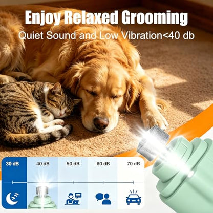 2-in-1 Dog Nail Grinder & Dog Nail Clippers Trimmers for Large Medium Small Dogs Cats Pets Claw Trimmer with LED Lights (Green) - color: Green