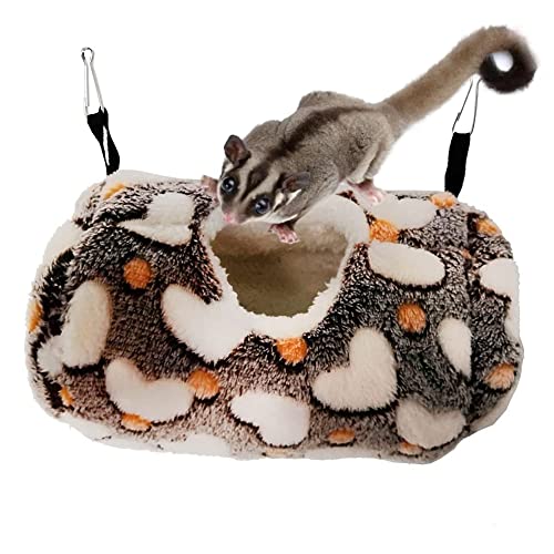 Litewoo Sugar Glider Sleeping Pouch Small Animal Hammock, Hanging Bed Warm Cotton Nest for Rat Hamster Gerbil Sugar Glider Chinchilla Squirrel Guinea Pig (Coffee) - color: Coffee
