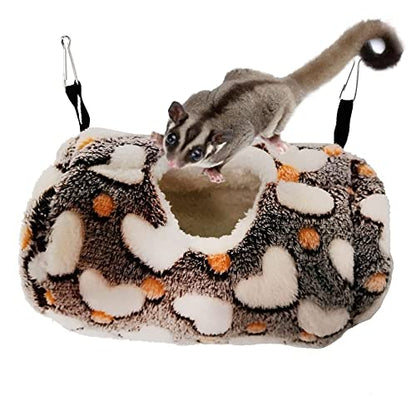 Litewoo Sugar Glider Sleeping Pouch Small Animal Hammock, Hanging Bed Warm Cotton Nest for Rat Hamster Gerbil Sugar Glider Chinchilla Squirrel Guinea Pig (Coffee) - color: Coffee