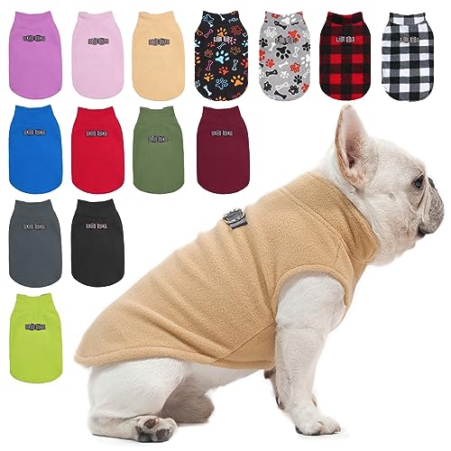 BEAUTYZOO Dog Fleece Vest Sweater Winter Jacket for Small and Medium Dogs with D-Ring Leash Cold Weather Coat Hoodie for XS S M Dogs Boy or Girls - color: BEIGE, size: X-Small