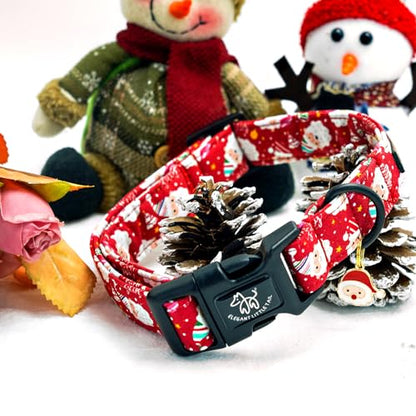 Elegant littlle Tail Christmas Dog Collar, Red Pet Collars Soft Cotton Winter Dog Collar with Quick Release Buckle Pet Puppy Collars for Small Medium Large Dogs - color: Christmas-Santa Claus, size: X-Small (Pack of 1)