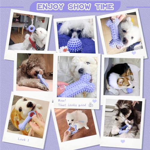Petcare 6 Pack Puppy Teething Toys, Cute Purple Small Dog Chew Toys for Puppies 0-6 Months, Soft Rubber Rope Dog Teething Toys, Best Small Puppy Toys, Puppy Essentials Supplies - color: Purple