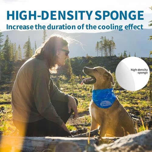 ALL FOR PAWS Dog Cooling Bandana, Cooling Bandanas for Medium Dogs, Dog Cooling Neck Wrap, Cooling Scarf for Dogs, Blue Ice Dog Neck Cooler for Summer (M) - size: Medium