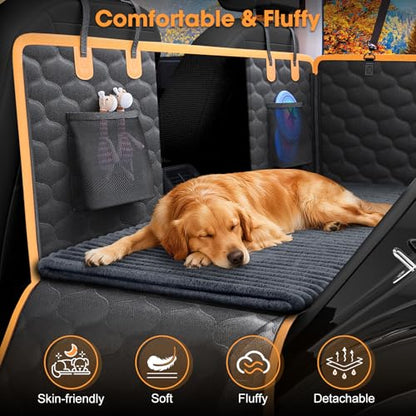 Backseat Pet Bed Mat, Non-Slip Dog Bed for Car Back Seat, Washable Travel Pet Mat with Removable Cover, Dog Seat Covers Protector Fit for Backseat Extenders and Trucks SUVs, 54"x 24.8", Grey - color: Grey