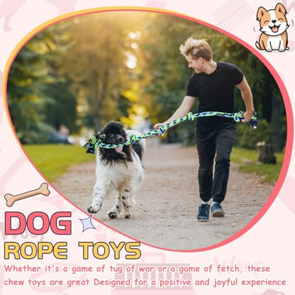 Hollowfly Dog Rope Toys for Extra Large Dogs, 2 Pack 6 Feet 5 Knot Tug of War Dog Toy for Large Aggressive Chewers Heavy Duty Cotton Teeth Cleaning Indestructible Puppy Chew Toys