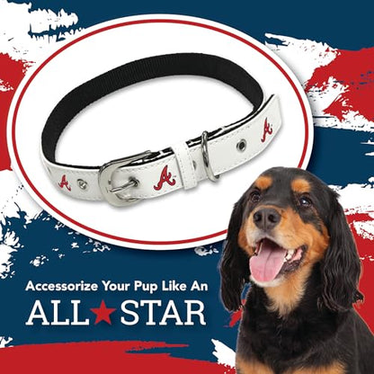 MLB Dog Collar Atlanta Braves New Signature PRO PVC-Leather Premium Pet Collars Extra Tough & Durable! Super Stylish! Size: Medium Adjustable 16-20" Length x 1" Width - color: Atlanta Braves, size: Medium